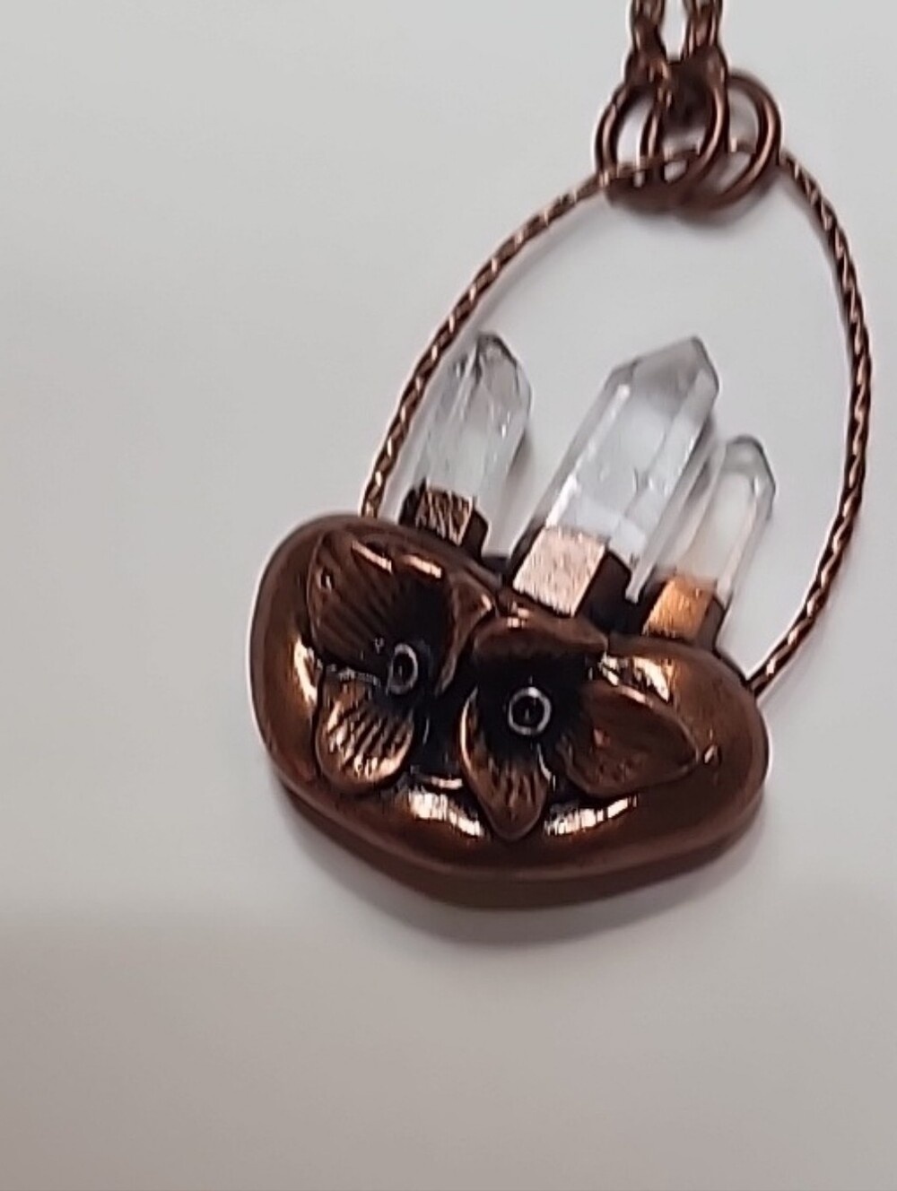 Crystal Trio Pendant Necklace in Rose Gold